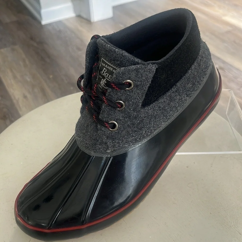 Bass Mandarin spring rain duck short ankle boots size 8 waterproof gray black - Picture 9 of 9